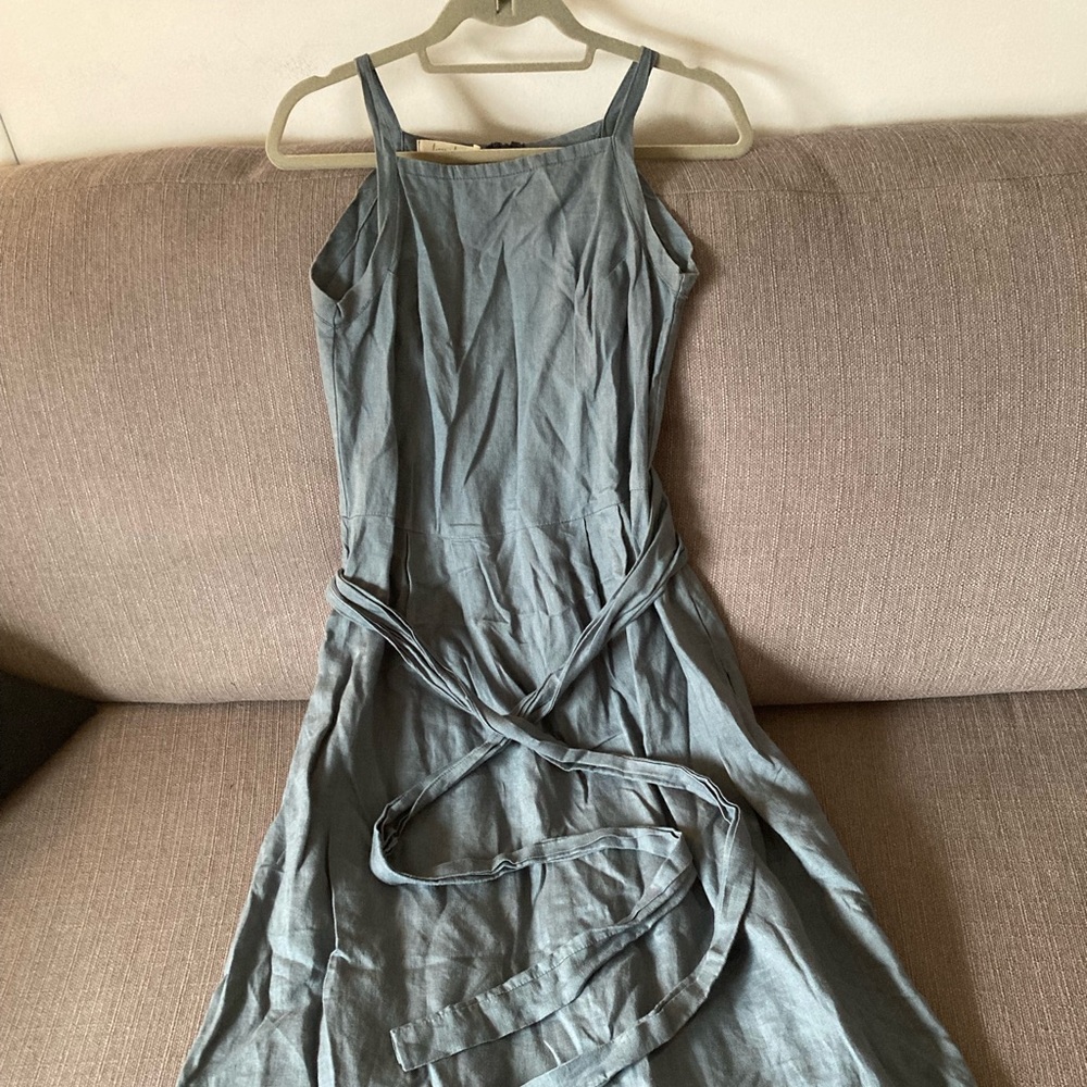 Slate blue Linen Maxi Dress